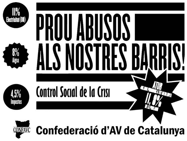 Resoluci&oacute; de la Confederaci&oacute; d'Associacions de Ve&iuml;ns de Catalunya (CONFAVC) sobre la crisi econ&ograve;mica i l'increment de preus que estem patint els ciutadans (18 de Febrer de 2009)